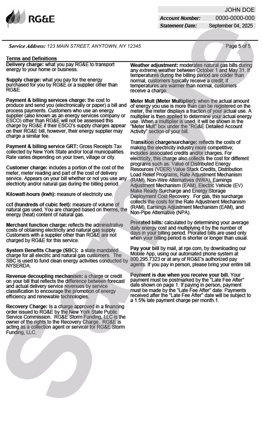 RG&E Bill Page 5